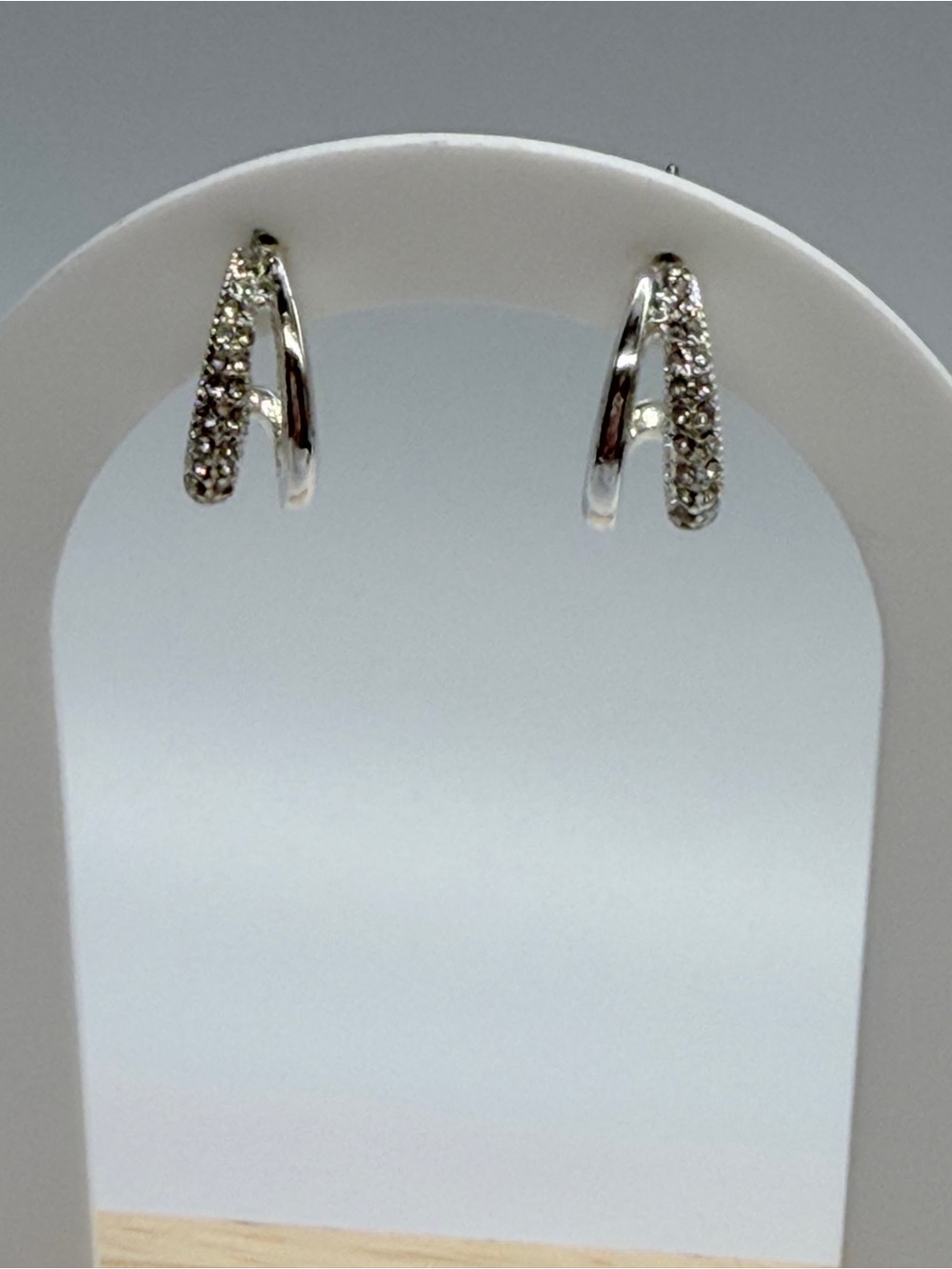 Sterling Silver Pavé Hoop Earrings - Silver